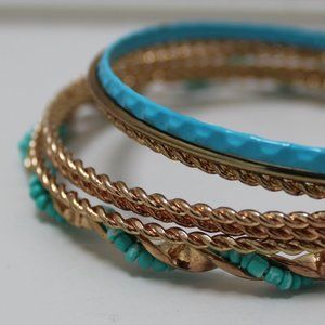 Pack of Gold and Blue Bracelets